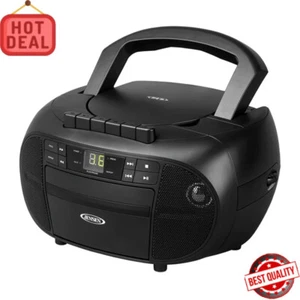 Boombox/Stereo Cassette Recorder & CD Player With AM/FM Radio Portable Black New - Picture 1 of 5