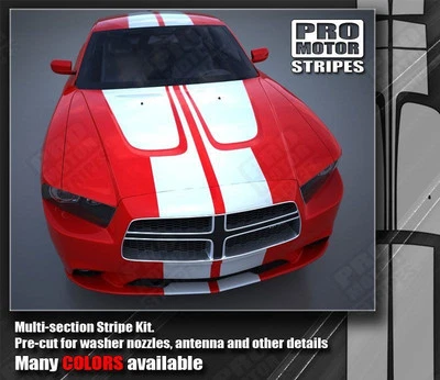 Dodge Charger 2011-2014 Hood and Double Top Racing Stripes Decals (Choose Color) - Image 1 of 3