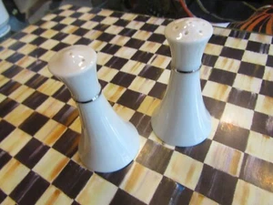 Vintage Lenox China USA Ivory White Platinum Trim MCM Retro Salt & Pepper Set - Picture 1 of 5