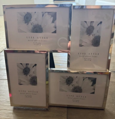 Marco de metal (plateado) CUATRO collage de fotos (2 x 4"x6" + 2 6"x4") Foto 1 de 4