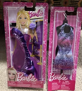 Neu in Verpackung Barbie Puppe Fashionistas Kleid Kleid Absätze Schuhe Handtasche lila Glitzer Glitzer - Bild 1 von 11