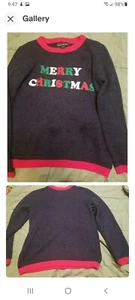 Blizzard bay sweater Size M kids Merry CHRISTMAS blue & Red - Picture 1 of 1