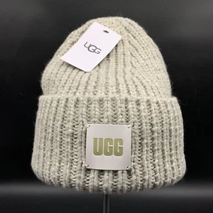 UGG BEANIE MENS CHUNKY CUFF KNIT CAP HAT ONE SIZE LIGHT GREY - Picture 1 of 11