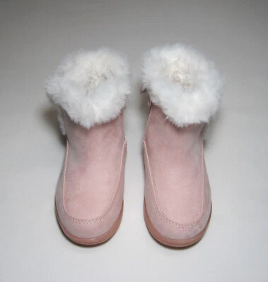 Botas estilo piel de oveja sin cordones con cremallera rosa claro para niñas pequeñas nuevas con etiquetas, gato y gato Foto 1 de 4