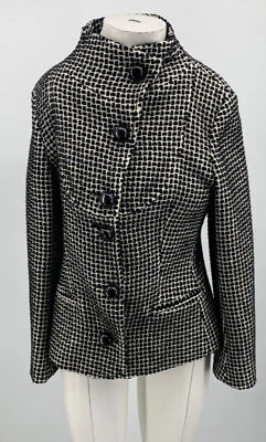 Blazer de tweed con estampado geométrico mezcla de lana blanco negro Krizia Poi para mujer talla 46 Foto 1 de 4