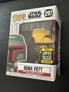 Funko Pop! Star Wars: Boba Fett #297, Gold Chrome, 2019 Galactic Conv. *Vaulted* - Picture 1 of 6