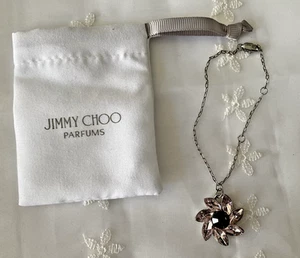 Jimmy Choo Bracelet with Pink Flower Green Center Rhinestones Charm In White Bag - Picture 1 of 5