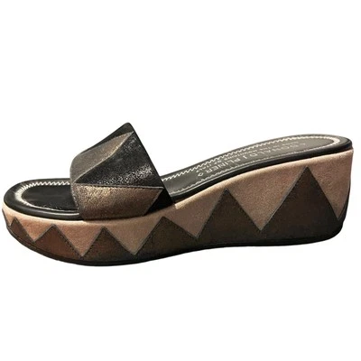 Sandalias Donald J Pliner 5M “STARS” Slides Negro Cobre Cuero Metálico Italia Foto 1 de 4