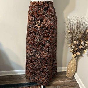 Maxi Falda Larga Mariposas Marrón Línea A Terciopelo Boho Talla 10 Hecha a Mano De Colección para Mujer? - Imagen 1 de 7