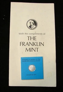 1971 FRANKLIN MINT SILBER MINI MÜNZE AUS APOLLO 14 Mond REISE MIT COA - Bild 1 von 5