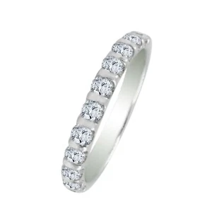 0.85CT Round Cut Moissanite Eternity Wedding Band Ring 14K White Gold Plated - Picture 1 of 6