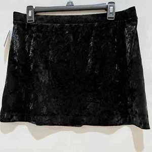 Abound Womens Mini Skirt Black Small Velvet Mini Skirt Thigh Slit - Picture 1 of 4
