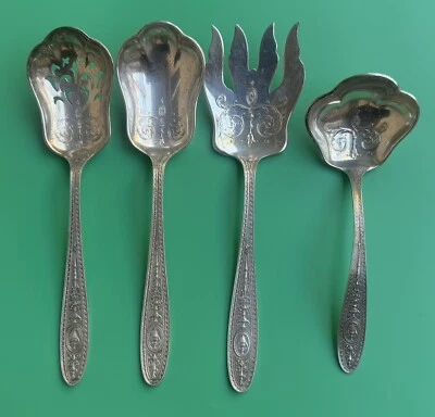 Juego de 4 cuchara/tenedor/cucha para ensalada International Wedgwood de plata esterlina Foto 1 de 4