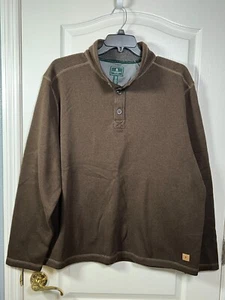 NWOT G.H. Bass & Co Mens 1/4 Button Down Pullover Sweatshirt Size 3XL Brown - Picture 1 of 7