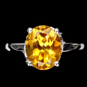 Anillo De Plata 925 Ovalado Con Citrino 10x8mm Joya De Piedra Natural Talla 8.5 - Imagen 1 de 9