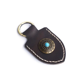 Handmade Genuine Leather Car Key holder leather Keychain Clip with Metal Ring - Picture 1 of 9