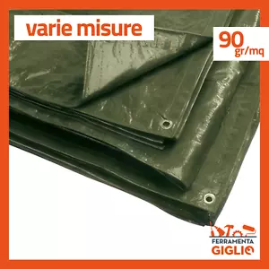 TELONE TELO TELI OCCHIELLATO IMPERMEABILE CON OCCHIELLI PVC 90 GR/MQ VERDE - Foto 1 di 3