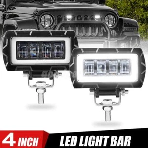 2X 4 inch LED Work Light Bar 7D Driving Halo Light Offroad Truck 4WD SUV ATV UTV - Picture 1 of 12