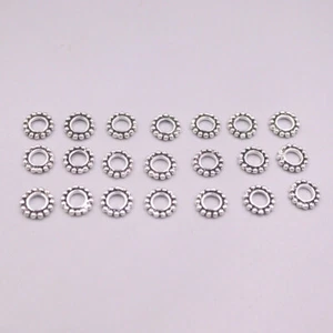 Accesorio de cuentas espaciadoras sueltas de 8 mm círculo de flores de plata esterlina 925 real 10 un. - Imagen 1 de 3