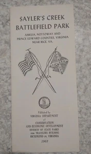 Saylers Creek Vtg Civil War Brochure Battlefield Park 1963 Advertisement - Picture 1 of 5