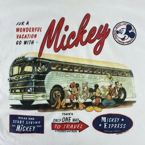 Mickey Express Travel Bus Jerry Leigh Disney Vacation Cut Off Shirt Sz L 0544-A - Picture 1 of 12