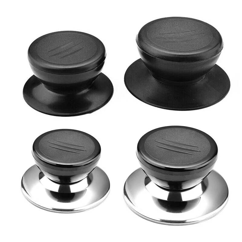Deckelknopf Ersatz – 2 Stück, Silber/schwarz | Hitzebeständig, Für Pfannen- & Topfdeckel, Ø6,5cm