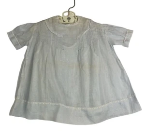 Vintage 30s/40s Pale Blue Cotton Batiste Baby Dress & Slip Philippines Hand Made - Picture 1 of 19