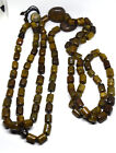 Antique Chinese Hand Carved Jadeceladonagate Rosary Necklace 70 Long
