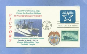 NOTRE DAME VICTORY Ship named for Indiana University South Bend Star First Day - Picture 1 of 1