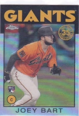 2021 Topps Chrome Joey Bart RC 1986 Refractor San Francisco Giants #86BC-15 - Image 1 of 2