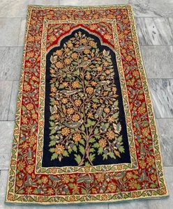 3x5 ft Vintage Handwoven French Aubusson Rug Needle Point Living Room Wool Rug - Picture 1 of 13