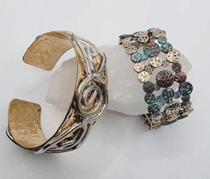 NWT Fashion Bracelets Cuff Goldtone Silvertone Stretch Beaded - Picture 1 of 12