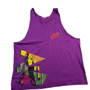 VTG 90s Nike Air Tank Michael Jordan Neon Graphic Sz L USA Made Streetwear Gym - Picture 1 of 7