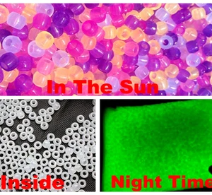 200pcs UV & Glow in The Dark Pony Beads - 8x6mm Color Changing Reactive Beads - Picture 1 of 14