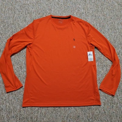 Camisa Polo Ralph Lauren Performance Para Hombre Mediana Naranja Manga Larga Pullover 67 Foto 1 de 4