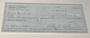 Cheque cancelado firmado por Gary Carter de los Mets/Expos de Nueva York - Imagen 1 de 2