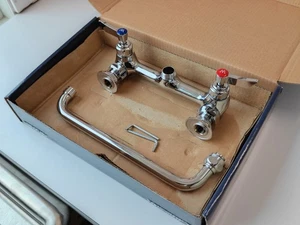 Gewerbliche Spültischarmatur Wandmontage 8" mittig 12" Schwenkauslauf 1 2 3 Fach - Bild 1 von 6