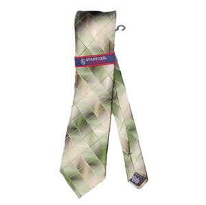 Stafford Performance Mens Neck Tie Green Stain Resistant Brand New - Picture 1 of 8