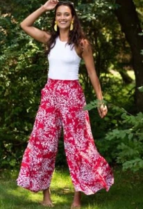 Three islands Women's Pull-On Elastic Waistband Wide Leg Boho Pants Size Small - Picture 1 of 2