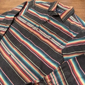 Vintage 90s Polo Ralph Lauren Chimayo Serape Navajo Blanket Stripe Board Shirt M - Picture 1 of 23