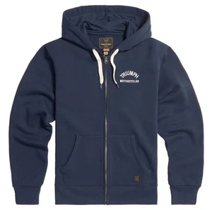 Felpa da Uomo Originale Triumph Dolan Full Zip Navy/Bone MSWS24118 - Picture 1 of 5