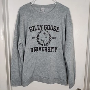 Silly Goose University XL Sudadera Cuello Redondo Unisex Pullover Gris Negro - Imagen 1 de 6