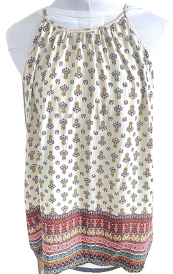 Túnica sin mangas bohemia floral halter tonos tierra crema talla M Foto 1 de 4