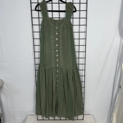 Maxi Vestido Free People Mabel Para Mujer XS Verde Campesino Country Cottagecore Boho Foto 1 de 4