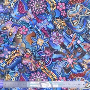 Quilting Patchwork Sewing Fabric Pannotia Butterfly Blue 50x55cm FQ - Picture 1 of 3