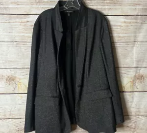 NWT The Bryant Blazer Women's Sz 24 Ponte Black Silver speckled 1/Button - Picture 1 of 10
