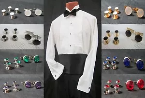 Formal Studs and Cufflinks Tuxedo Shirt Stud Cufflinx Prom Tux Cuff Link Set - Picture 1 of 16