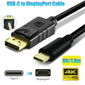 6ft Type-C USB3.1 to DisplayPort Cable 4K UHD @60Hz USB-C to DP For Macbook Dell - Picture 1 of 8