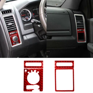 4Pcs Red Carbon Fiber Interior Dim Light Control Cover Trim For RAM 1500 - Picture 1 of 13