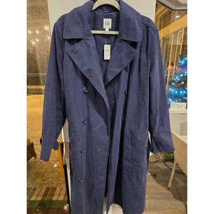 GAP Women's Double-Breasted Trench Coat Navy Blue Size XL NWT Y2K - Picture 1 of 14